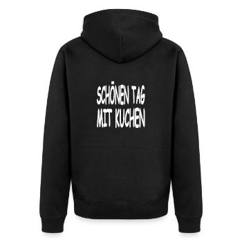 Kuchen - Unisex Premium Bio Zip Hoodie - Schwarz - Hinten - Nico (187cm)