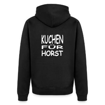 Kuchen - Unisex Premium Bio Zip Hoodie - Schwarz - Hinten - Nico (187cm)