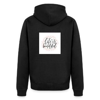 life is Beautiful - Unisex Premium Bio Zip Hoodie - Schwarz - Hinten - Nico (187cm)