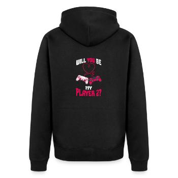Wirst du mein Spieler sein 2 - Unisex Premium Bio Zip Hoodie - Schwarz - Hinten - Nico (187cm)