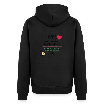 Papa - kleine Tochter - finanzielle Belastung - Unisex Premium Bio Zip Hoodie - Schwarz - Hinten - Nico (187cm)