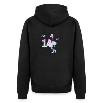 14th Anniversary Mermaid - Unisex Premium Organic Zip Hoodie - black - Back - Nico (187cm)
