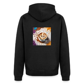 Latte Art Love - Unisex Premium Organic Zip Hoodie - black - Back - Nico (187cm)