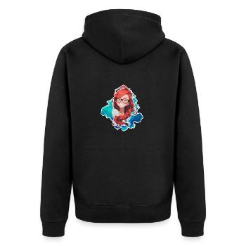 Frau Soline - Unisex Premium Bio Zip Hoodie - Schwarz - Hinten - Nico (187cm)
