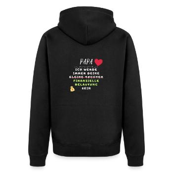 Papa - kleine Tochter - finanzielle Belastung - Unisex Premium Bio Zip Hoodie - Schwarz - Hinten - Nico (187cm)