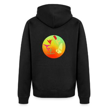 Rond multicolore wind wing kite sup surf - Veste à capuche bio Premium Unisexe - noir - Dos - Nico (187cm)