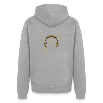 Kopfhörer - Unisex Premium Bio Zip Hoodie - Grau meliert - Hinten - Nico (187cm)