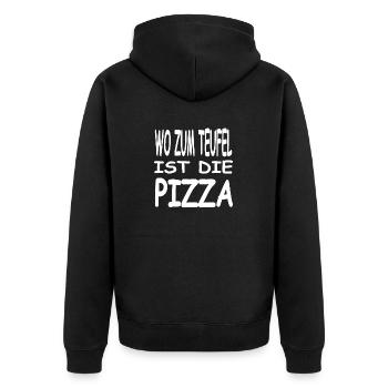 Pizza - Unisex Premium Bio Zip Hoodie - Schwarz - Hinten - Nico (187cm)