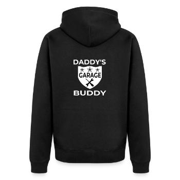 Garage - Unisex Premium Bio Zip Hoodie - Schwarz - Hinten - Nico (187cm)