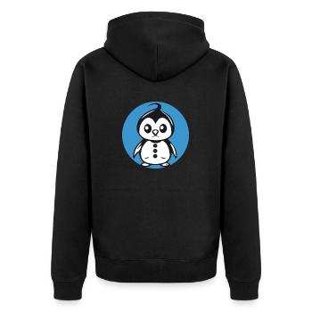 Pinguin Bo-Grafik - Unisex Premium Bio Zip Hoodie - Schwarz - Hinten - Nico (187cm)