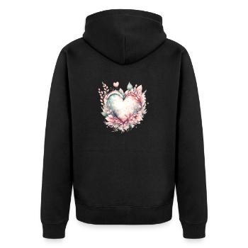 Herz für unendliche Liebe und Zuneigung - Unisex Premium Bio Zip Hoodie - Schwarz - Hinten - Nico (187cm)