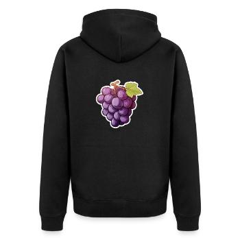 Weintraube oder dunkle Rebe - Unisex Premium Bio Zip Hoodie - Schwarz - Hinten - Nico (187cm)