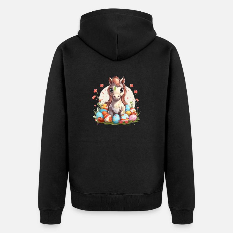 Easter eggs with bangs - Unisex Premium Organic Zip Hoodie - black