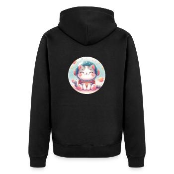 Weltraum Katze Astronaut - Unisex Premium Bio Zip Hoodie - Schwarz - Hinten - Nico (187cm)