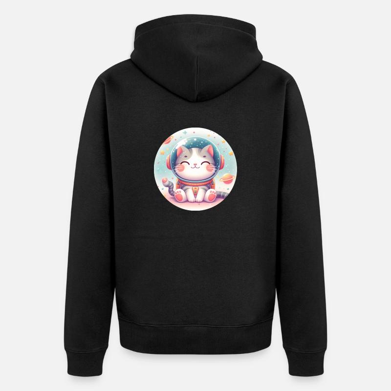 Espace, Chat, Astronaute - Veste à capuche bio Premium Unisexe - noir