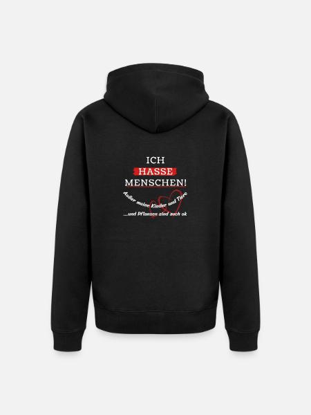 I hate people! - Unisex Premium Organic Zip Hoodie - black