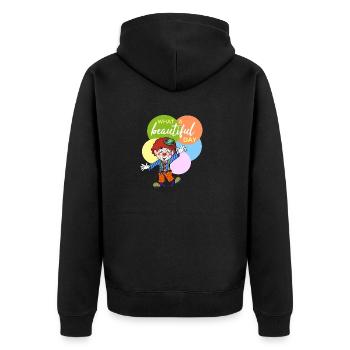 what a beautiful day - Unisex Premium Bio Zip Hoodie - Schwarz - Hinten - Nico (187cm)