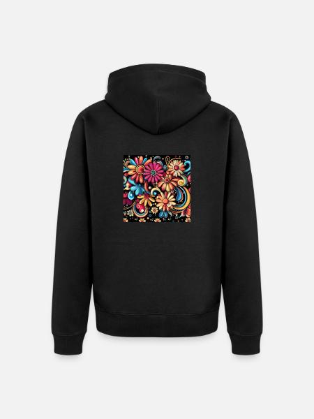 Enchanting Flowers - Unisex Premium Organic Zip Hoodie - black