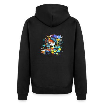 Schöne weibliche Malkunst Gesicht bunte Frau - Unisex Premium Bio Zip Hoodie - Schwarz - Hinten - Nico (187cm)