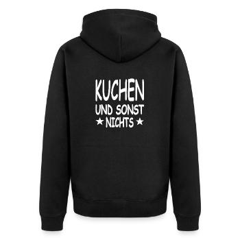 Kuchen - Unisex Premium Bio Zip Hoodie - Schwarz - Hinten - Nico (187cm)