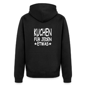 Kuchen - Unisex Premium Bio Zip Hoodie - Schwarz - Hinten - Nico (187cm)