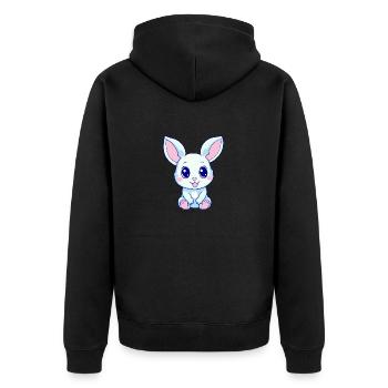 Hasenbaby - Unisex Premium Bio Zip Hoodie - Schwarz - Hinten - Nico (187cm)