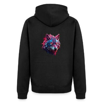 Wolf - Unisex Premium Organic Zip Hoodie - black - Back - Nico (187cm)