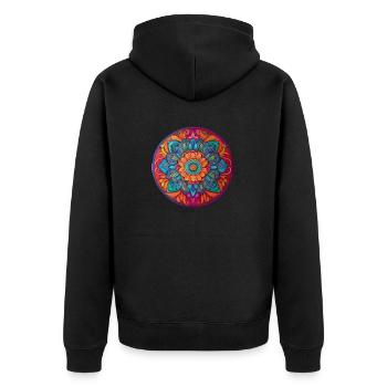Mandala - Unisex Premium Organic Zip Hoodie - black - Back - Nico (187cm)