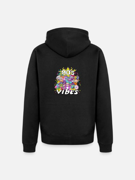 90s Vibes Elements And Toys - Unisex Premium Organic Zip Hoodie - black