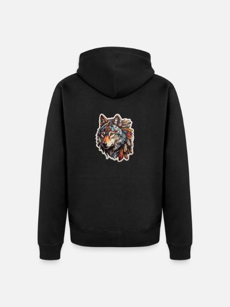 Wolf Indians - Unisex Premium Organic Zip Hoodie - black