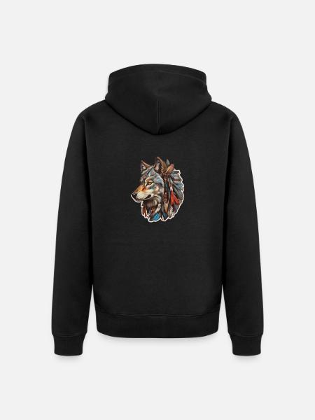 Wolf Indians - Unisex Premium Organic Zip Hoodie - black