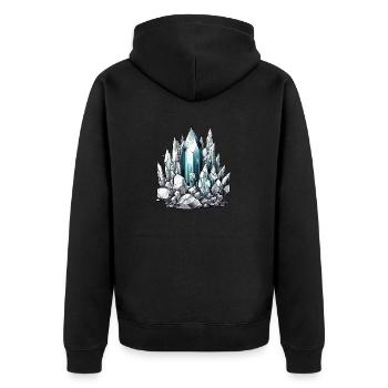 Kristall Eisberg - Unisex Premium Bio Zip Hoodie - Schwarz - Hinten - Nico (187cm)