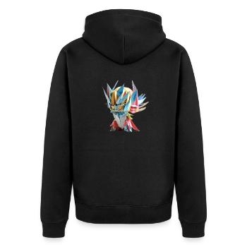 new fashion is with you for the first time - Unisex Premium Bio Zip Hoodie - Schwarz - Hinten - Nico (187cm)
