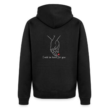 I will be here for you - Unisex Premium Bio Zip Hoodie - Schwarz - Hinten - Nico (187cm)