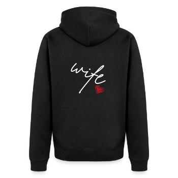 Wife - Unisex Premium Bio Zip Hoodie - Schwarz - Hinten - Nico (187cm)