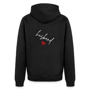 Husband - Unisex Premium Bio Zip Hoodie - Schwarz - Hinten - Nico (187cm)