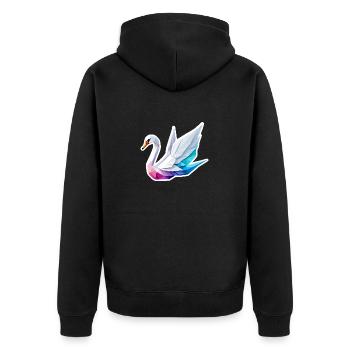 Swan Origami Illustration - Unisex Premium Organic Zip Hoodie - black - Back - Nico (187cm)