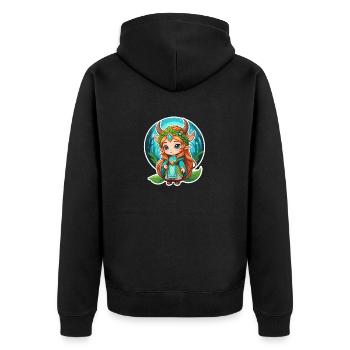 Druide Niedlich Illustration - Unisex Premium Bio Zip Hoodie - Schwarz - Hinten - Nico (187cm)