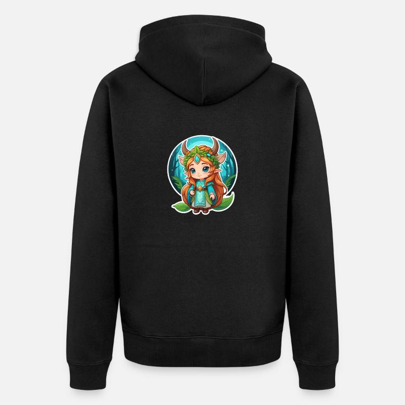 Druide Mignon Illustration - Veste à capuche bio Premium Unisexe - noir