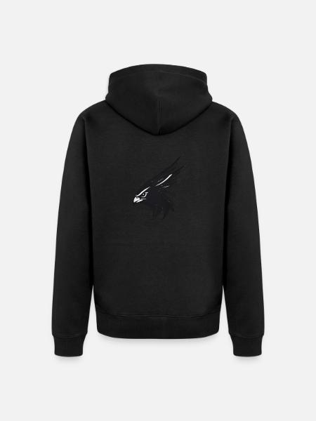 Adler Greifvogel Kopf - Unisex Premium Bio Zip Hoodie - Schwarz