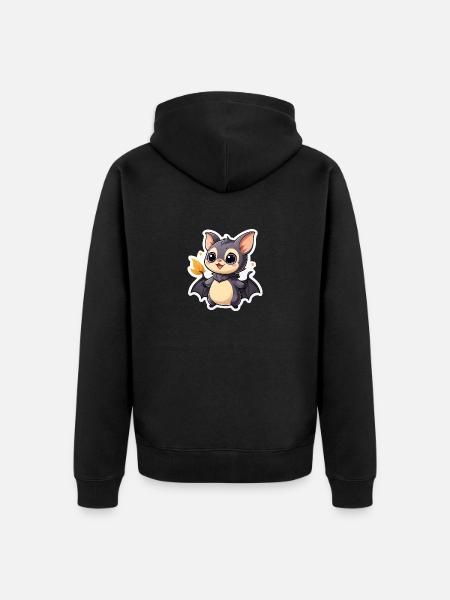 Bat Cute Illustration - Unisex Premium Organic Zip Hoodie - black