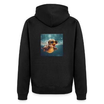 Ente - Unisex Premium Bio Zip Hoodie - Schwarz - Hinten - Nico (187cm)