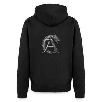 Letter "A" in dragon design. - Unisex Premium Organic Zip Hoodie - black - Back - Nico (187cm)