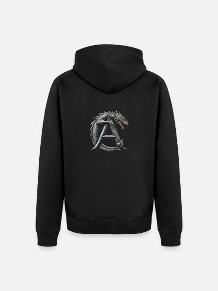 Letter "A" in dragon design. - Unisex Premium Organic Zip Hoodie - black