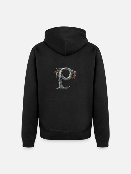 Letter "P" in dragon design. - Unisex Premium Organic Zip Hoodie - black