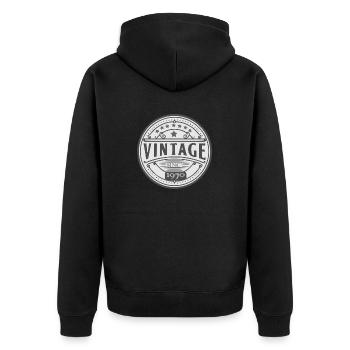 Jahrgang 1970 - Unisex Premium Bio Zip Hoodie - Schwarz - Hinten - Nico (187cm)