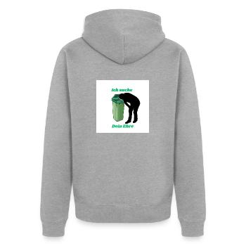 Deine Ehre - Unisex Premium Bio Zip Hoodie - Grau meliert - Hinten - Nico (187cm)