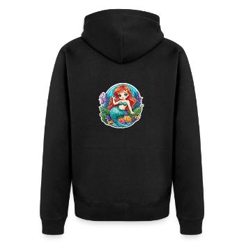 Mermaid fantasy illustration - Unisex Premium Organic Zip Hoodie - black - Back - Nico (187cm)