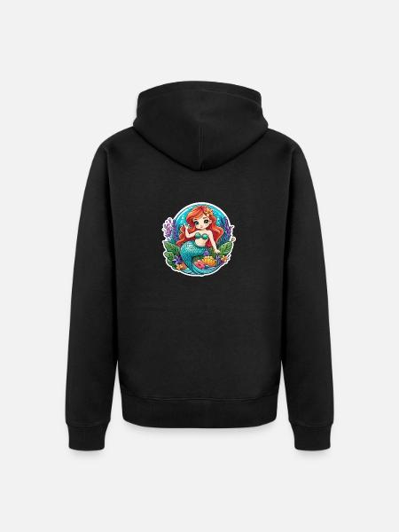 Mermaid fantasy illustration - Unisex Premium Organic Zip Hoodie - black