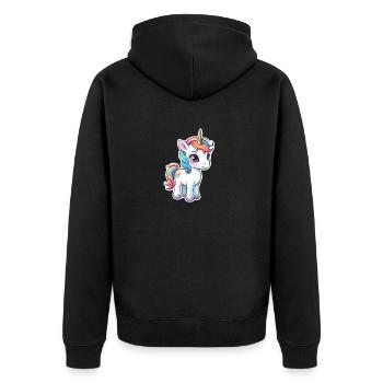 Illustration de licorne - Veste à capuche bio Premium Unisexe - noir - Dos - Nico (187cm)